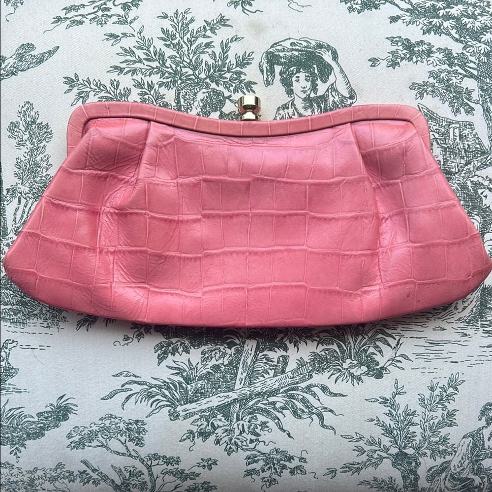 Pink Crocodile-Embossed Clutch Banana Republic Genuine Leather